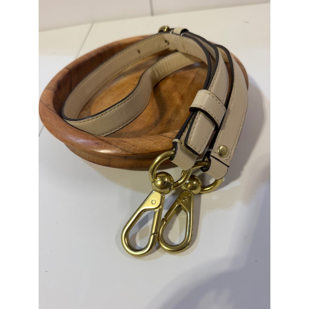 Coach Beige Leather Adjustable Crossbody Handbag Replacement Strap Brass